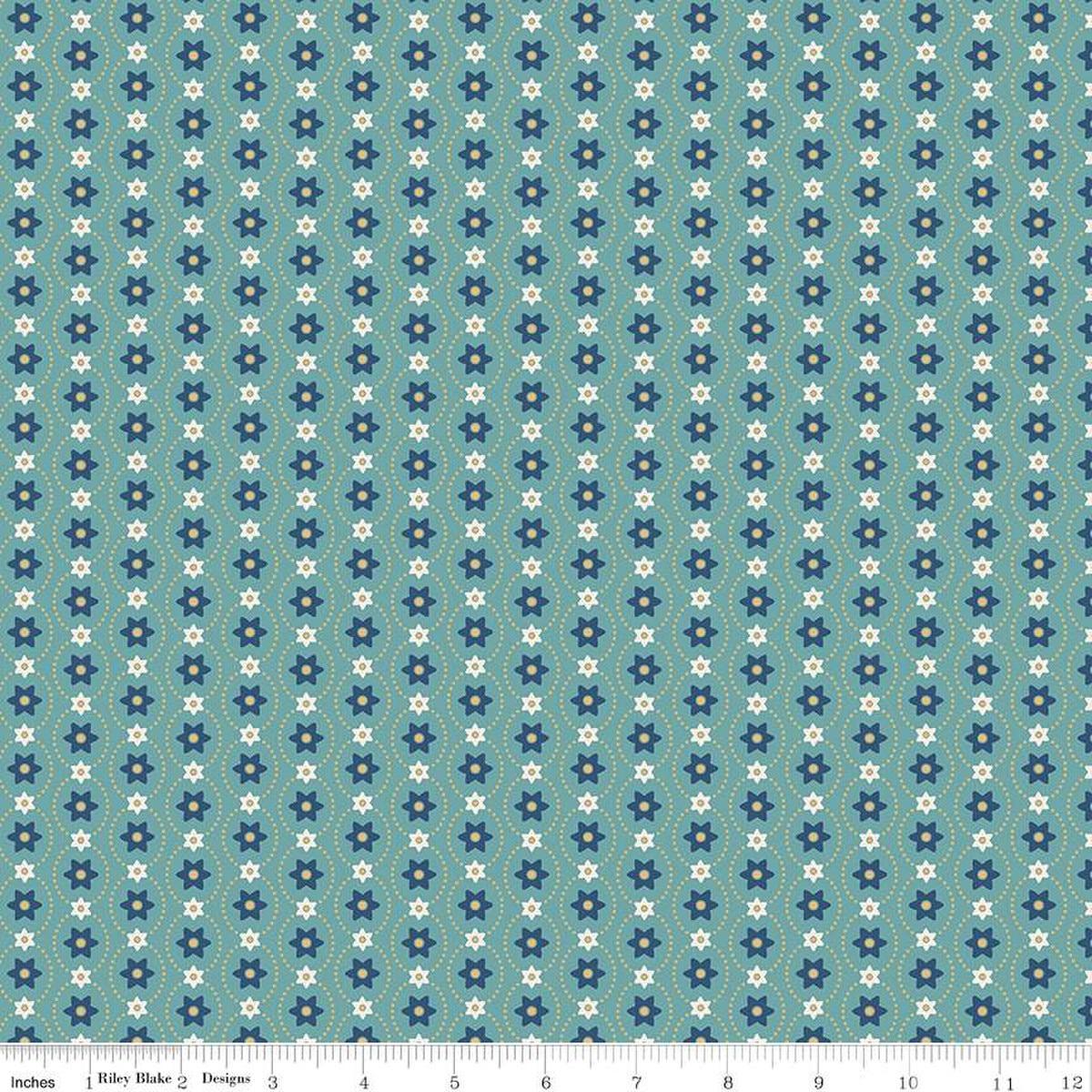Americana Eleanor Raindrop Blue - 1 Yard Cut - Verified! - C16088 - RAINDROP - Riley Blake Designs - Nebraska Quilt Company - F250946