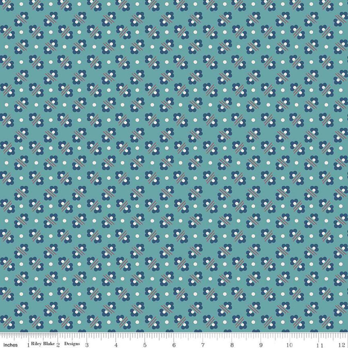 Americana Harriet Raindrop Blue - C16091 - RAINDROP - Riley Blake Designs - Nebraska Quilt Company - F250940