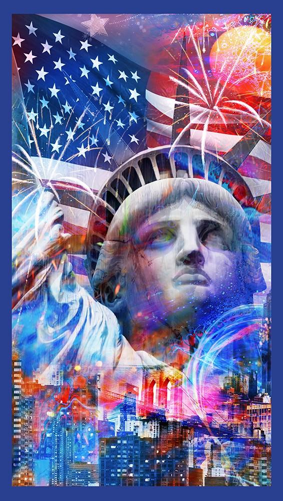 Americana Statue of Liberty Panel - Nebraska Quilt Company - PAN2401369