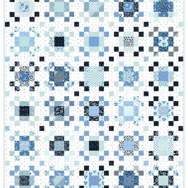 Aqua Posies Quilt Pattern - Nebraska Quilt Company - PUB261282