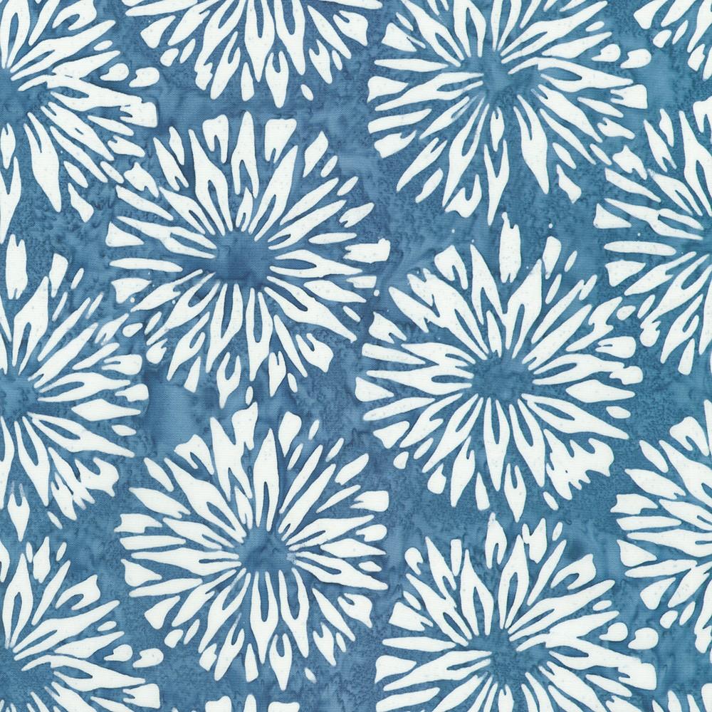 Artisan Batiks: Kasuri Large Flowers Denim - AMD - 23480 - 67 - Robert Kaufman - Nebraska Quilt Company - F260263