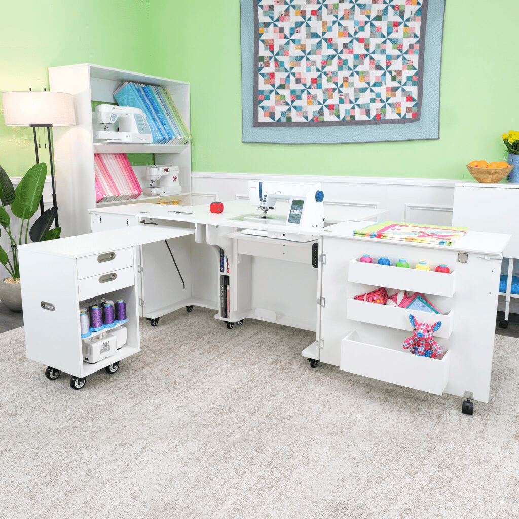 Aussie Dual Rail Electric Sewing Cabinet Ash White - Nebraska Quilt Company - SCK8611EL