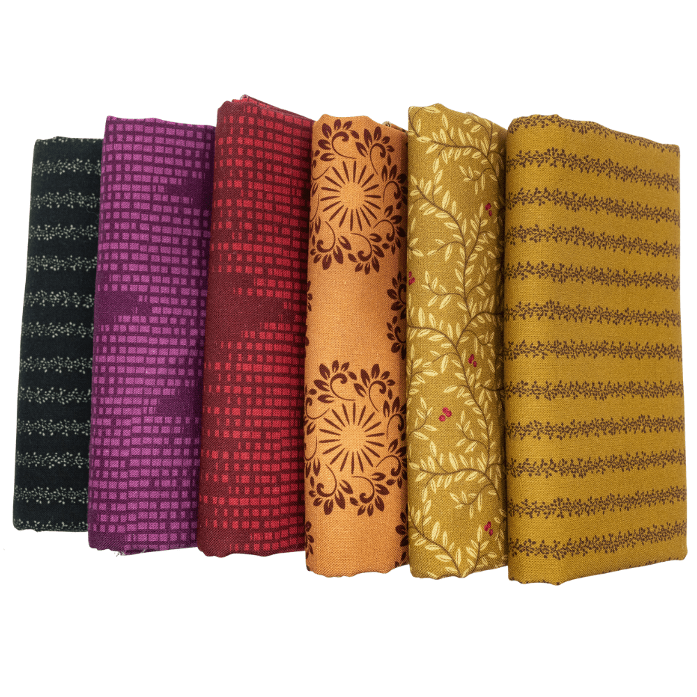 Autumn Waltz Half Yard Bundle Rustic 6 Pieces - Nebraska Quilt Company - Autumn Waltz Half Yard Bundle Rustic 6 Pieces