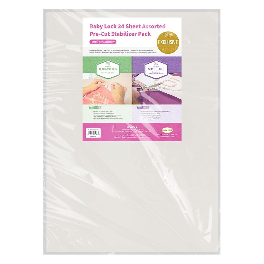 Baby Lock Assorted Precut Stabilizer 24 Sheets - 20in x 30in - Nebraska Quilt Company - ABL-PRECUTSTAB-LTD