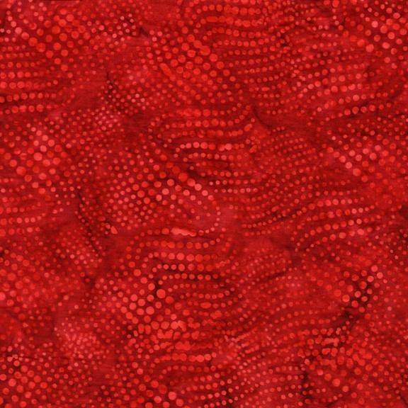 Basic Batik Wavy DotsCherry - BE23 - C1 - Island Batik - Nebraska Quilt Company - F78271