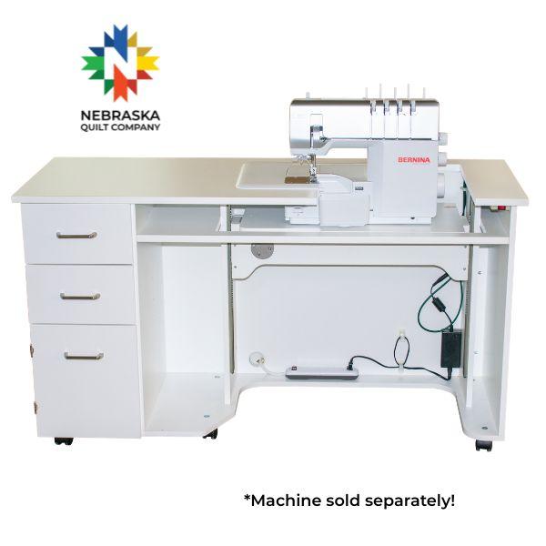 Bernina Serger Studio Table By Horn in White - Nebraska Quilt Company - SCBERSG80