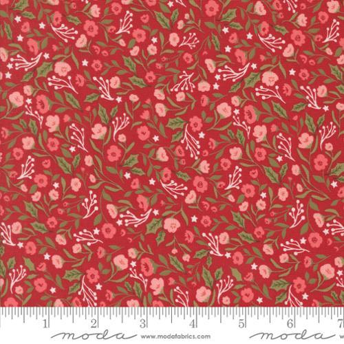 Berry And Pine Christmas Posies Florals Cranberry Red - 5241 14 - Moda Fabrics - Nebraska Quilt Company - F2402724