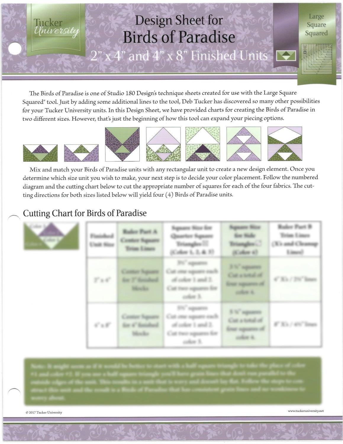 Birds of Paradise Design Sheet - Nebraska Quilt Company - PUB2501872