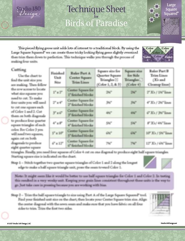 Birds of Paradise Technique Sheet - Nebraska Quilt Company - PUB250865