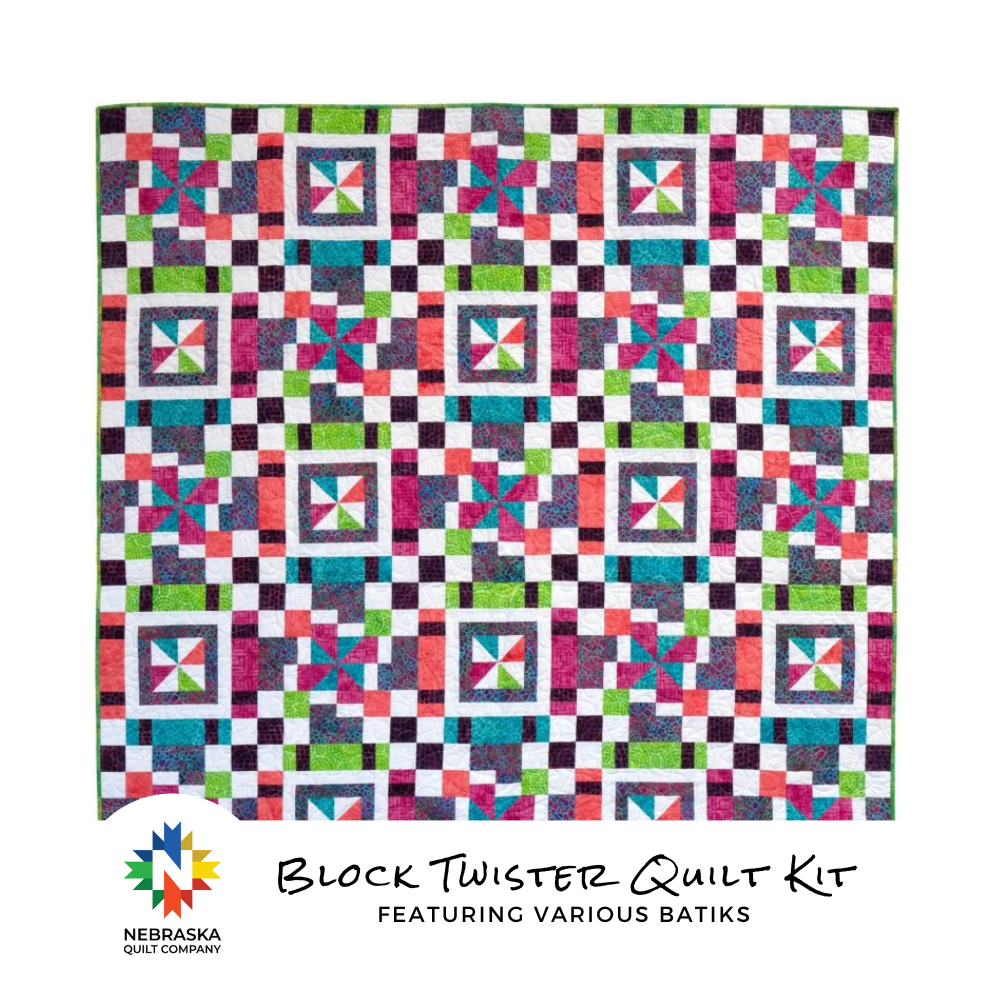 Block Twister Quilt Kit Featuring Various Batiks - Nebraska Quilt Company - K250535