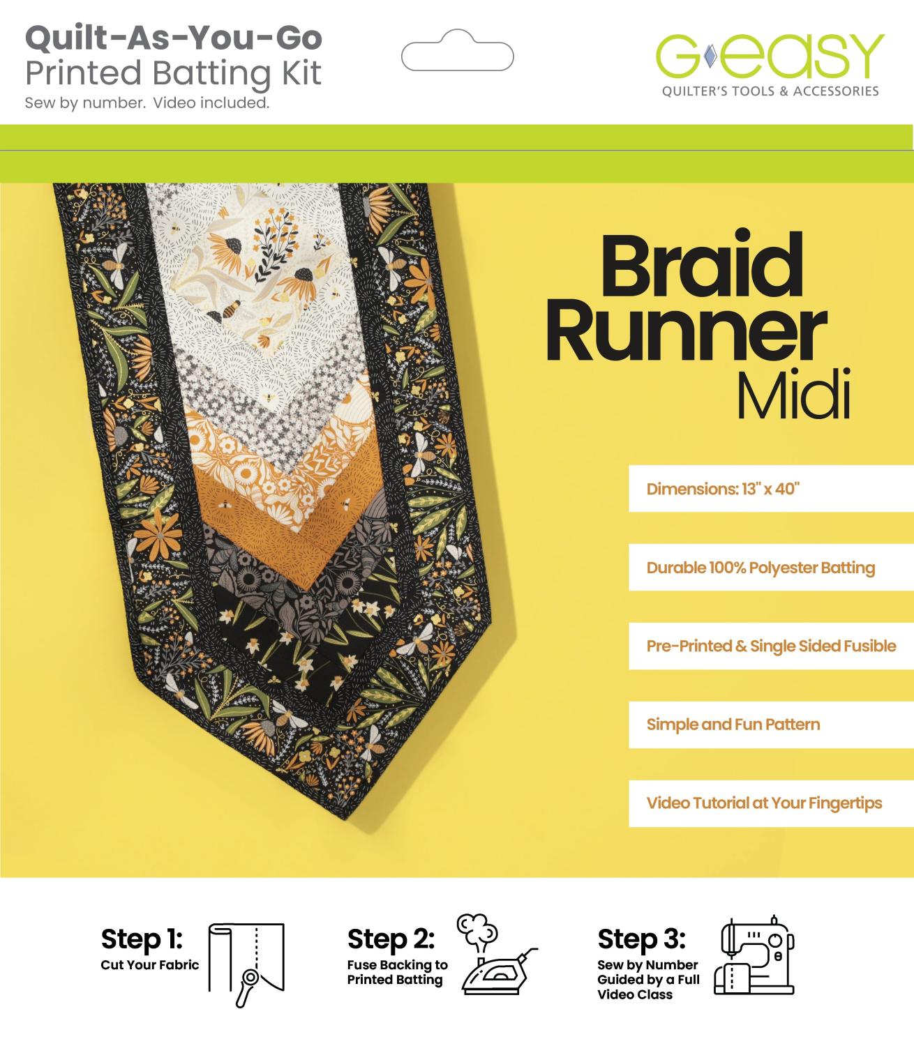 Braid Runner Midi - Quilt As You Go Batting Kit Pattern - Nebraska Quilt Company - PUB2502008