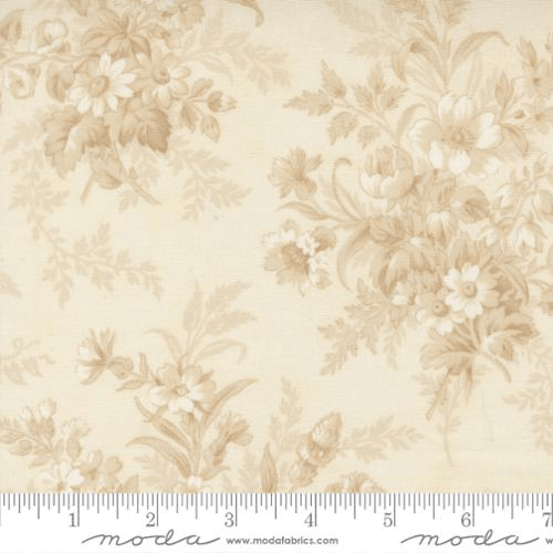 Breathtaking Blues Bouquets Florals Porcelain Ecru - 44400 21 - Moda Fabrics - Nebraska Quilt Company - F261668