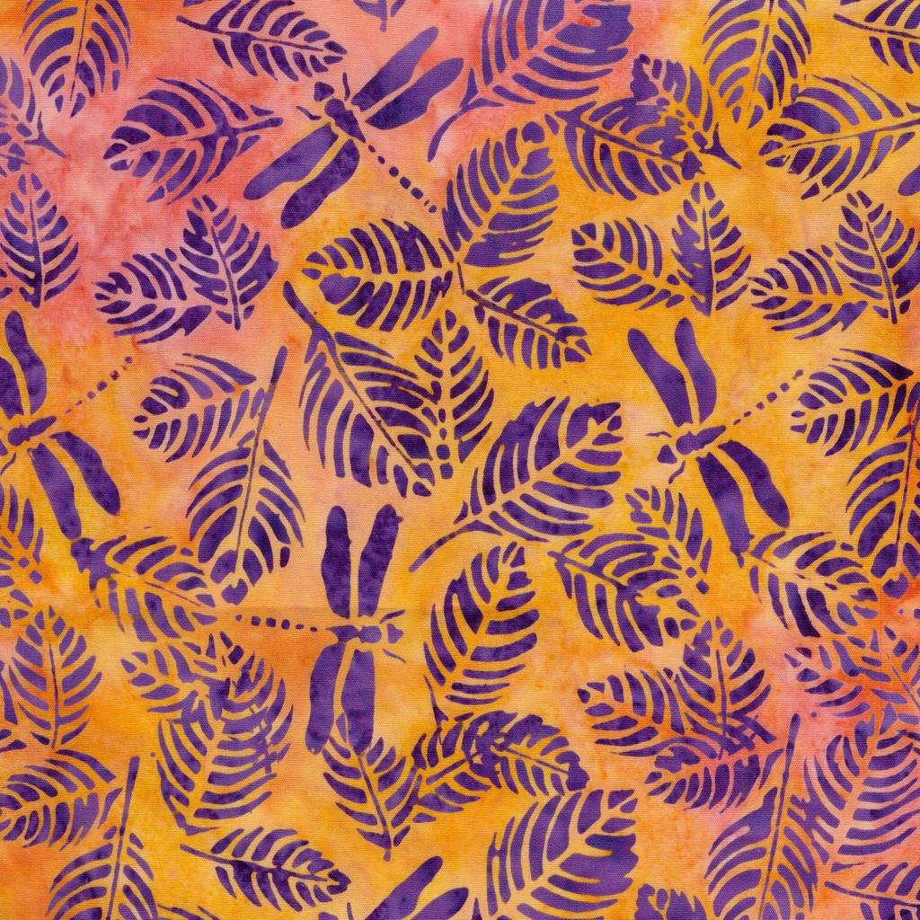 Butterfly Ballet Dragonfly Leaves Multi Pink Purple Orange - 112505816 - Island Batiks - Nebraska Quilt Company - F260391