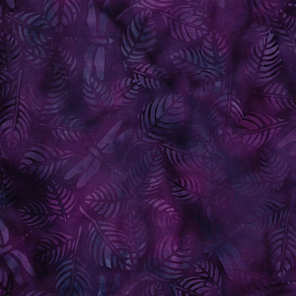 Butterfly Ballet Dragonfly Leaves Purple Blurple - 112505445 - Island Batiks - Nebraska Quilt Company - F260389