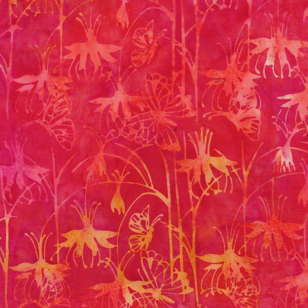 Butterfly Ballet Fuchsia Butterfly Multi Orange Pink - 112502872 - Island Batik - Nebraska Quilt Company - F260431