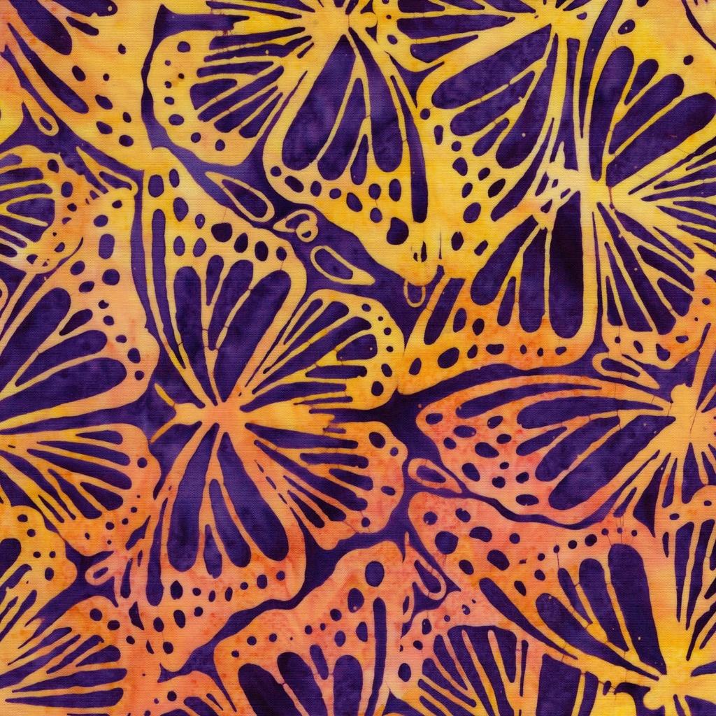 Butterfly Ballet Monarch Wings Multi Purple Yellow - 112503892 - Island Batik - Nebraska Quilt Company - F260434