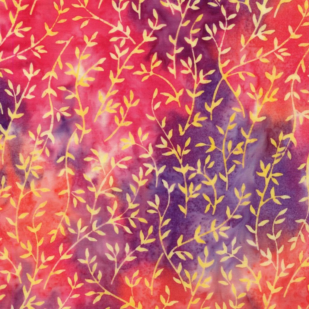Butterfly Ballet Vine Coordinate Multi Pink Orange Sunset - 112509810 - Island Batiks - Nebraska Quilt Company - F260435