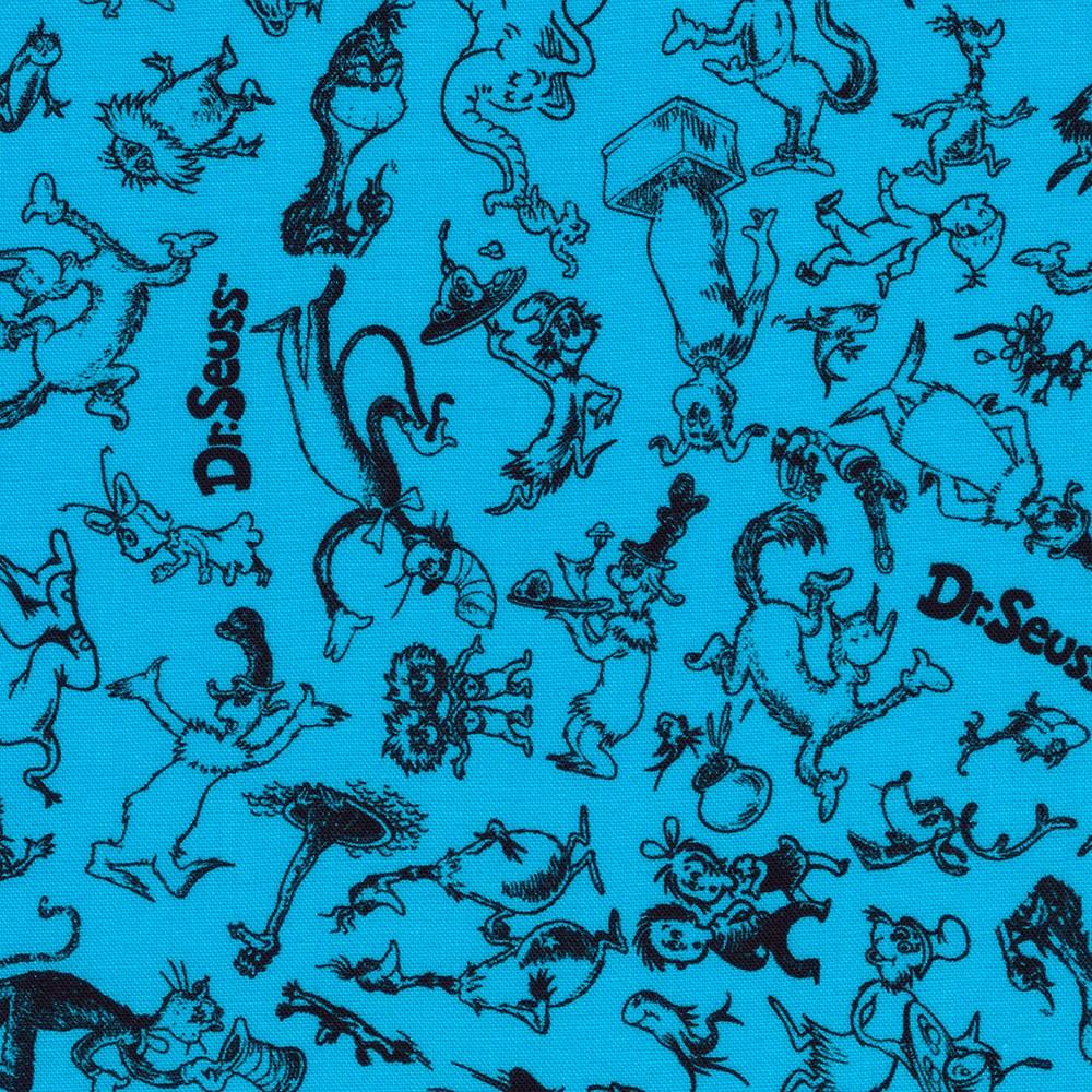Celebrate Seuss! Character Toss Blue - ADED - 22858 - 4 - Robert Kaufman - Nebraska Quilt Company - F2401363