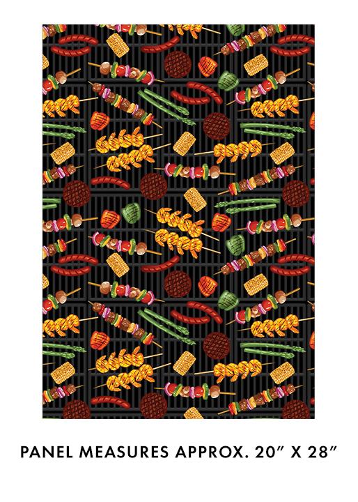 Chillin & Grillin Grill On Black - 14352 - 12 - Benartex - Nebraska Quilt Company - F07741