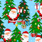 Christmas Favorites Santas and Christmas Trees Blue - 30329 - B - QT Fabrics - Nebraska Quilt Company - F09034