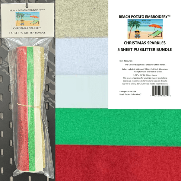 Christmas Sparkles Glitter Sheet Bundle 5pk - Nebraska Quilt Company - N260196