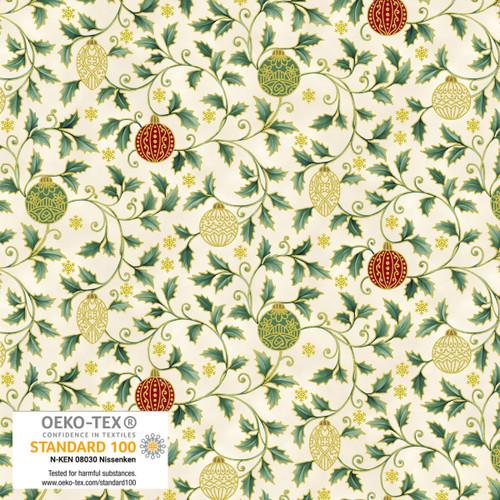 Christmas Stars Holly & Christmas Ball Cream/Gold - 4592 - 013 - Blank Quilting - Nebraska Quilt Company - F2403070