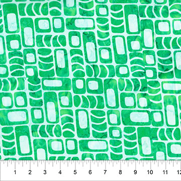 Chubby Blooms Grid Green - 82050-73 - Banyan Batiks - Nebraska Quilt Company - F261889