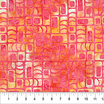 Chubby Blooms Grid Tangerine - 82050-56 - Banyan Batiks - Nebraska Quilt Company - F261888