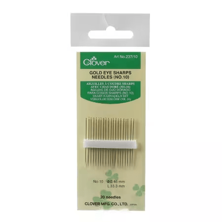 Clover Gold Eye Sharps Needles Size 10 - Nebraska Quilt Company - N2502477