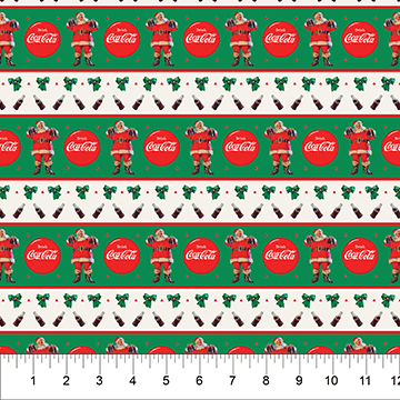 Coca-Cola Christmas Large Stripe Green Multi - CC1017-76 - Northcott Fabrics - Nebraska Quilt Company - F261427