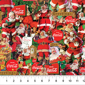 Coca-Cola Christmas Santa Scenes Red Multi - CC1014-26 - Northcott Fabrics - Nebraska Quilt Company - F261424