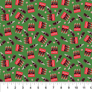 Coca-Cola Christmas Tossed Crate Green - CC1016-75 - Northcott Fabrics - Nebraska Quilt Company - F261426