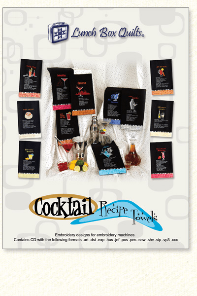 Cocktail Recipe Towels Collection for Machine Embroidery - Nebraska Quilt Company - PUB261206