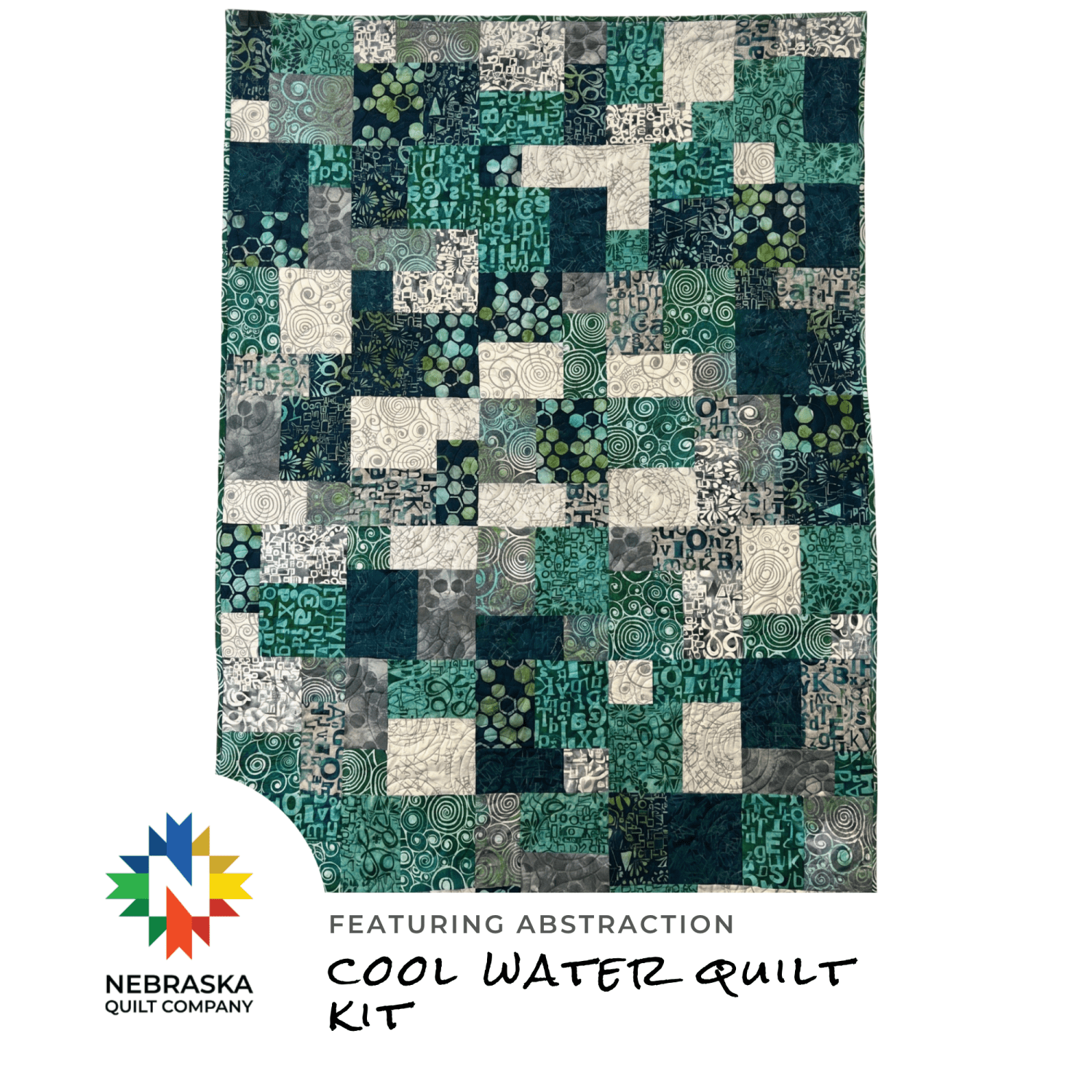 Cool Water Quilt Kit Featuring Abstraction - Nebraska Quilt Company - K261549