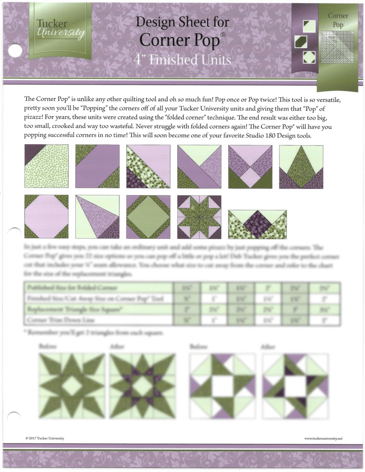 Corner Pop Design Sheet - Nebraska Quilt Company - PUB09584