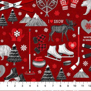 Cozy Up Flannel Winter Pattern Red - F25515 - 26 - Northcott Fabrics - Nebraska Quilt Company - F05014