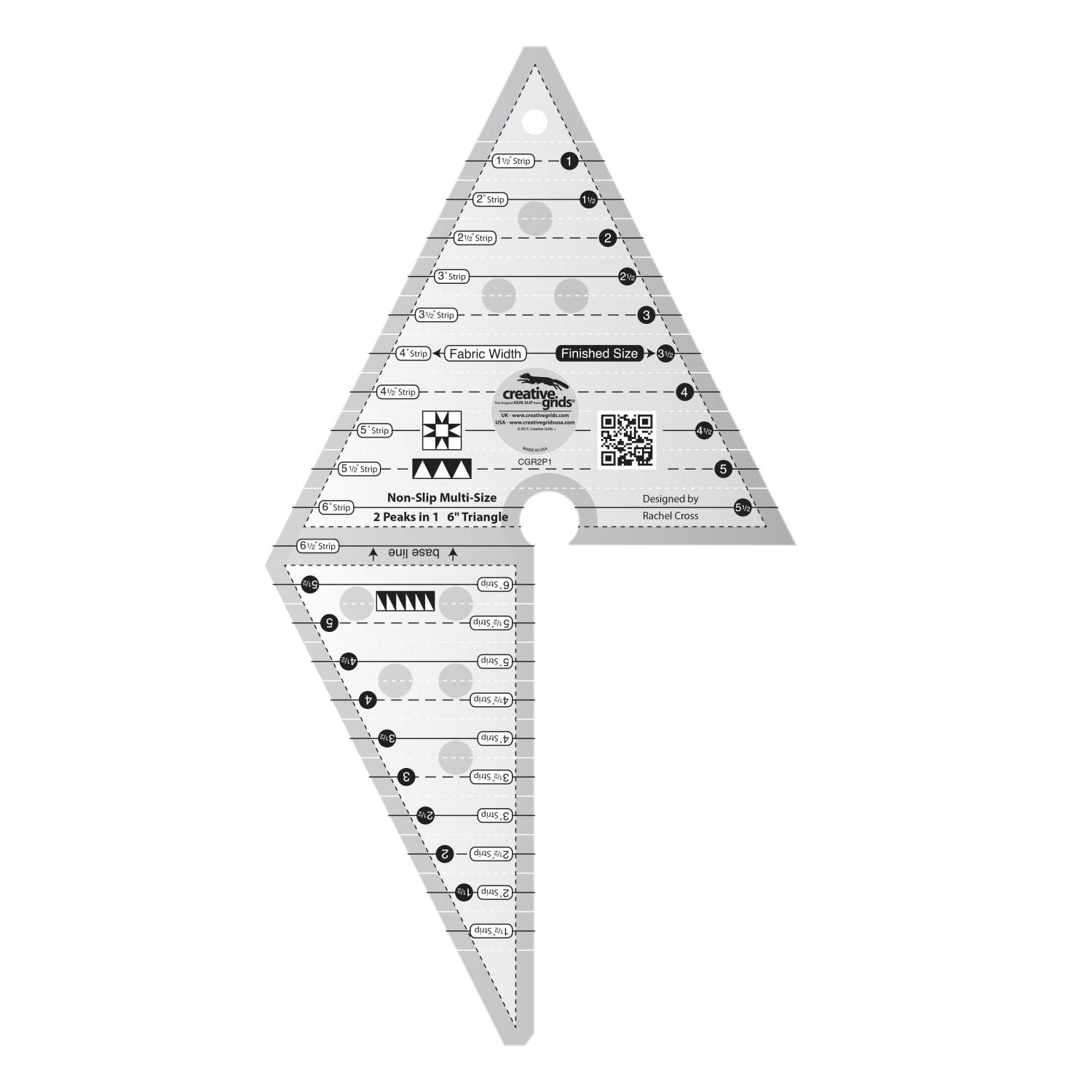 Creative Grids 2 Peaks in 1 Triangle Ruler - Nebraska Quilt Company - Creative Grids 2 Peaks in 1 Triangle Ruler