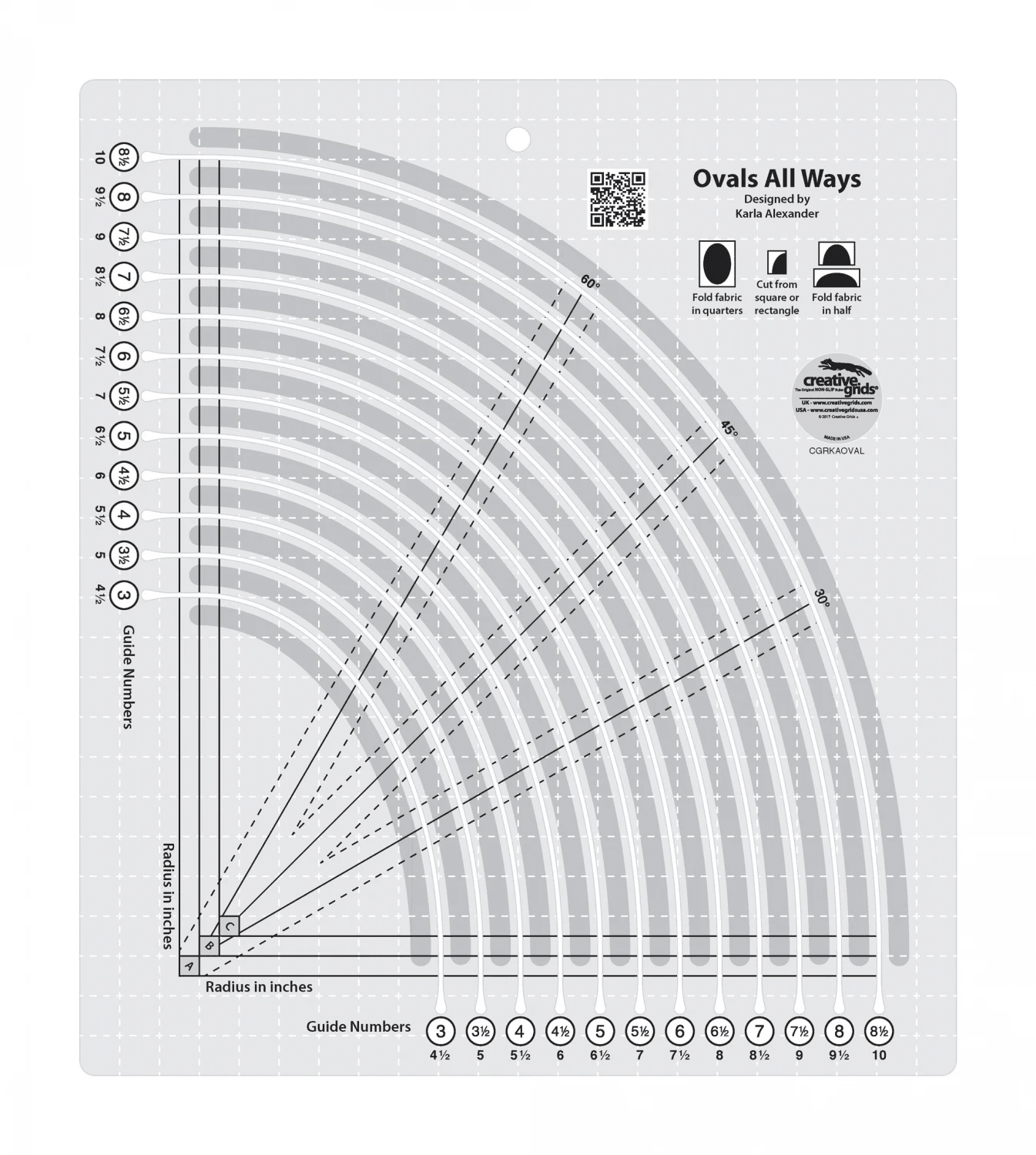 Creative Grids Quilt Ruler Ovals All Ways - Nebraska Quilt Company - N261848