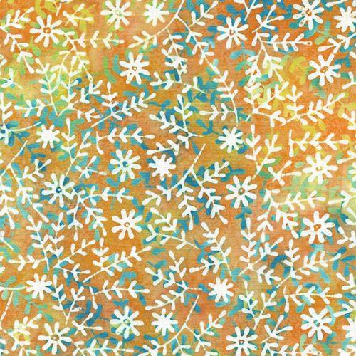 Daisy May Sprig With Small Daisy Orange Copper - 112433280 - Island Batik - Nebraska Quilt Company - F2400687