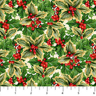 Deck the Halls Holly Beige Multi - 28998-12 - Northcott Fabrics - Nebraska Quilt Company - F261418