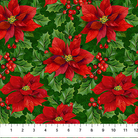 Deck the Halls Poinsettia Pine Green Multi - 28996-76 - Northcott Fabrics - Nebraska Quilt Company - F261417