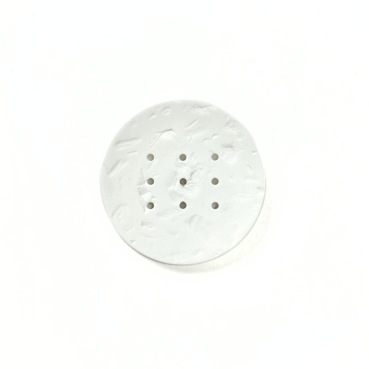 Dill Large Plastic Circle Textured White Button - Nebraska Quilt Company - N2502149