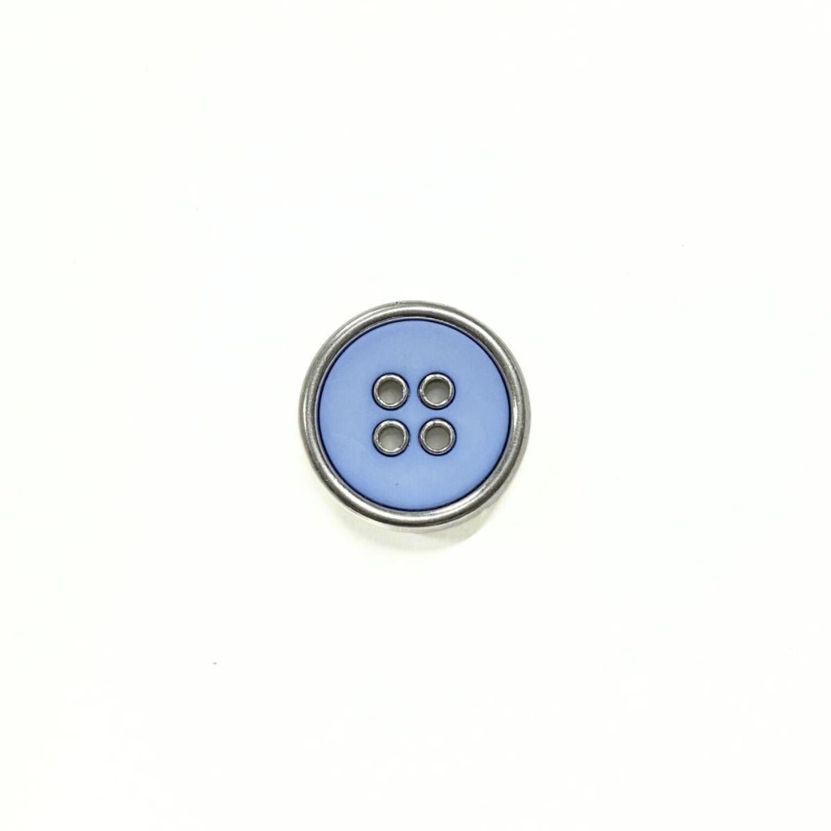 Dill Metal Circle Blue Button - Nebraska Quilt Company - N2502156