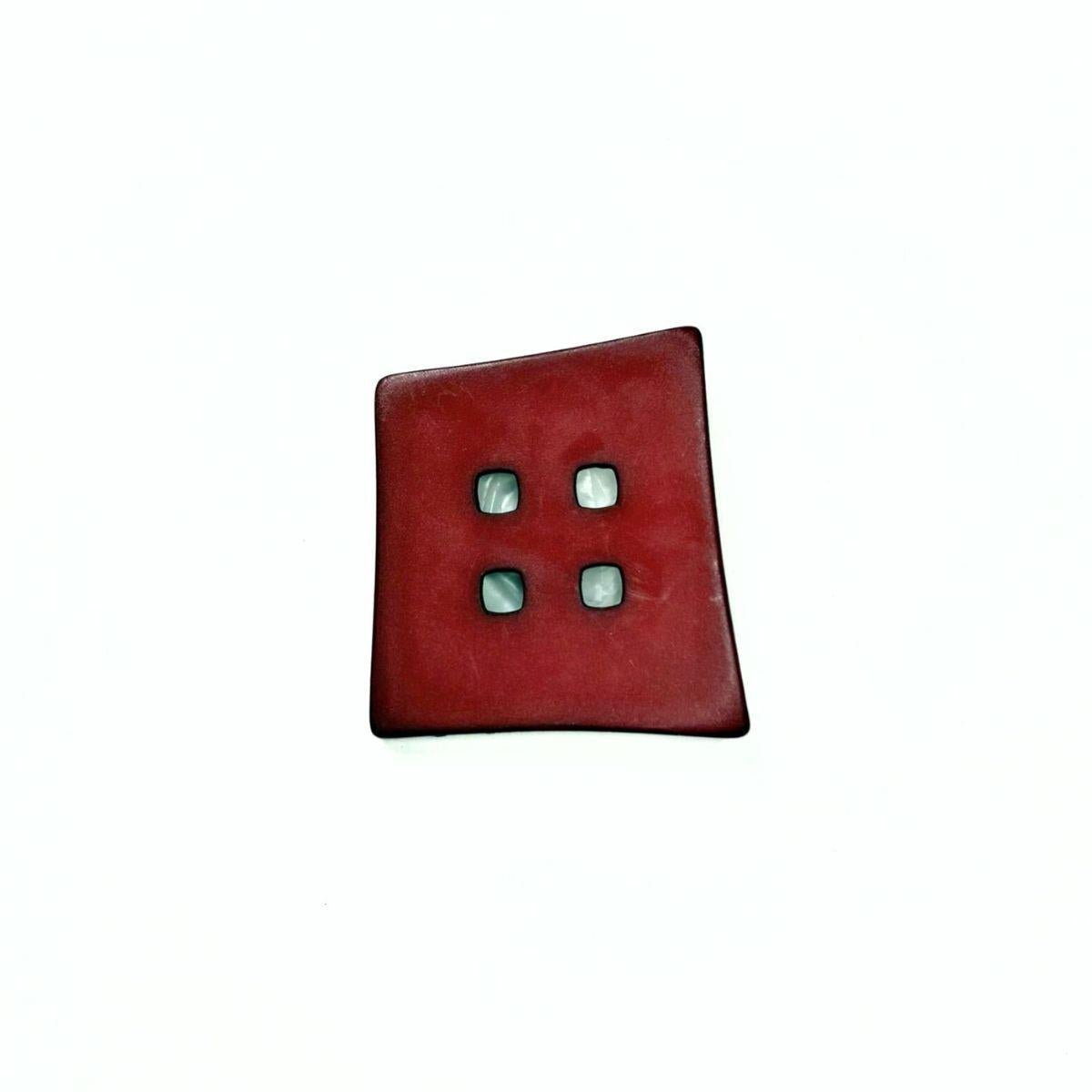 Dill Plastic Abstract Square Dark Red Button - Nebraska Quilt Company - N2502139
