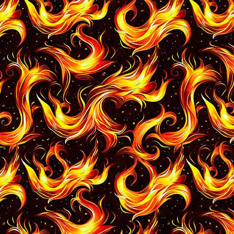 Dragon's Song Flames Black - 31155 J - QT Fabrics - Nebraska Quilt Company - F251242