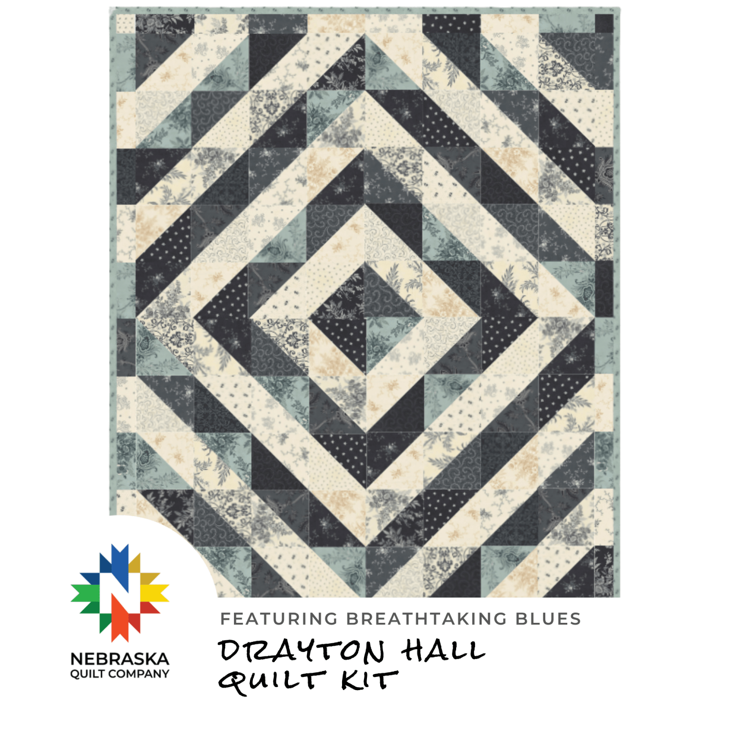 Drayton Hall Quilt Kit Featuring Breathtaking Blues - Nebraska Quilt Company - K262001