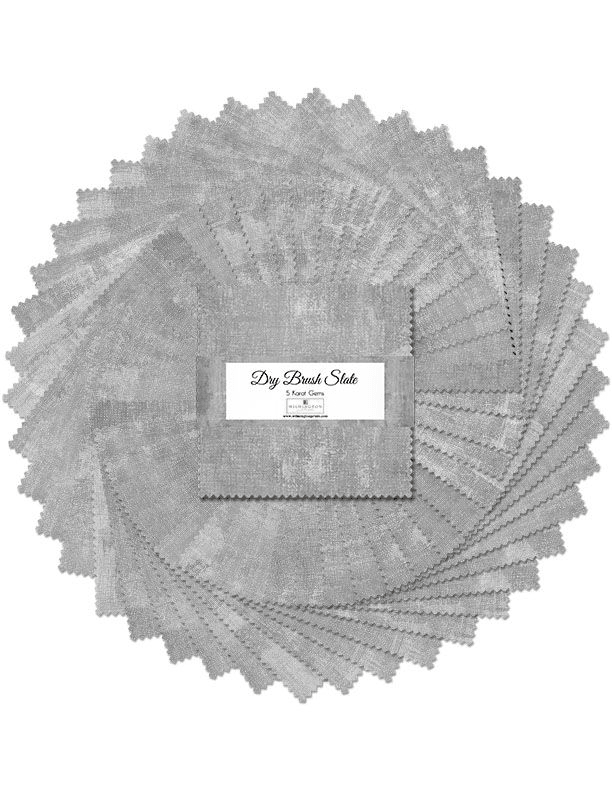 Dry Brush 5" Squares Slate Grey 42 Pieces - Nebraska Quilt Company - PC08183