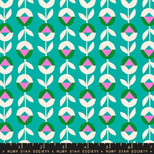 Eye Candy Flower Chain Novelty Tropic Turquoise Blue - RS5161 19 - Ruby Star Society - Nebraska Quilt Company - F2400597
