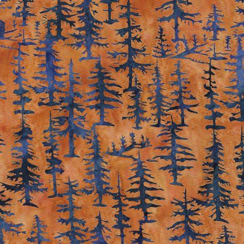Fall Flair Trees Orange Vermillion - 122443282 - Island Batik - Nebraska Quilt Company - F2403244