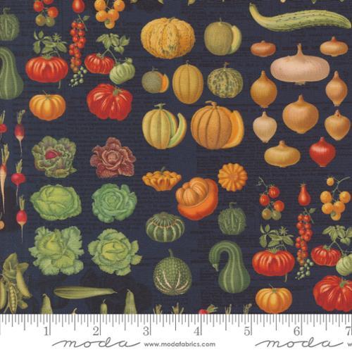 Farm And Garden Harvest Indigo Dark Blue Multi - 7472 16 - Moda Fabrics - Nebraska Quilt Company - F2401413